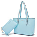 Handbags for Women Shoulder Bags Tote Satchel With Matching Wrist Bag 2pcs Purse Set WaterBlue
