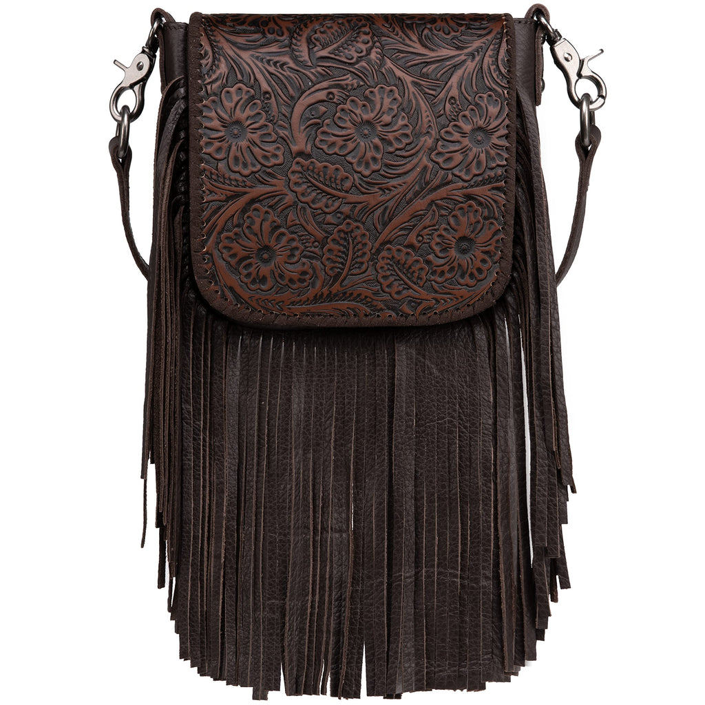 Western Tooled Leather Fringe Crossbody