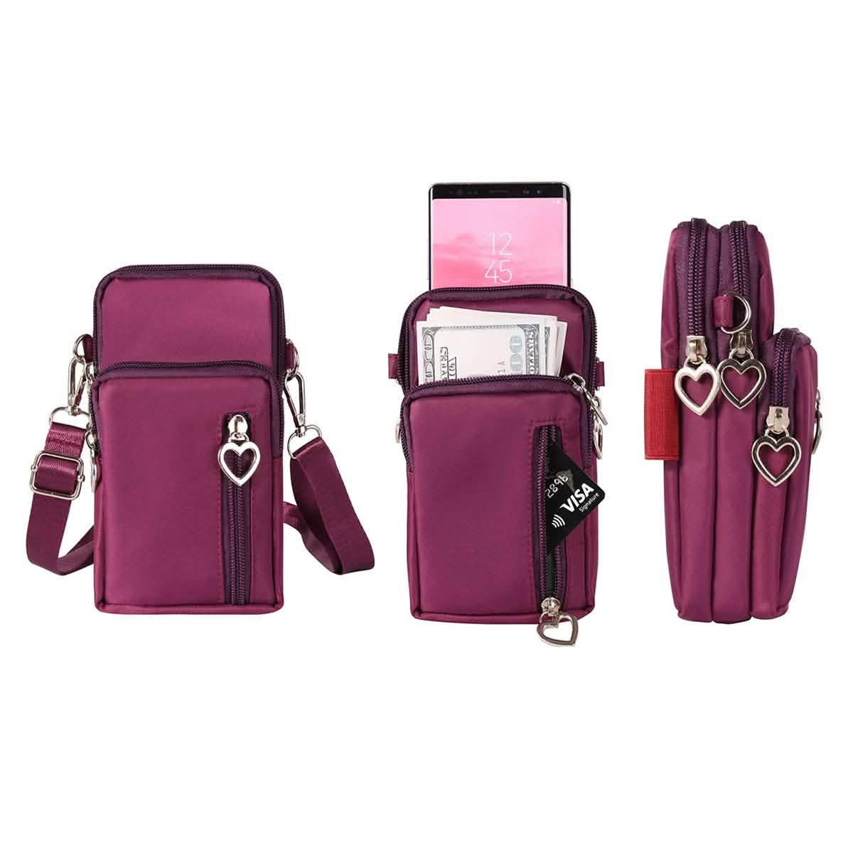 Women's Mini Cross-Body Cell Phone Wallet Bag - Purple